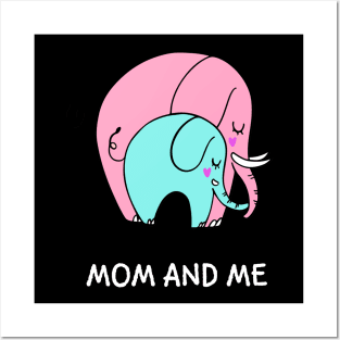 Cute Elephant Mom And Me Shirt Mother's Day Gift For Mom Kid Posters and Art